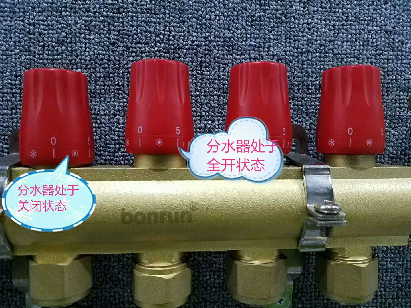 手轮刻度地暖分水器开关示意图